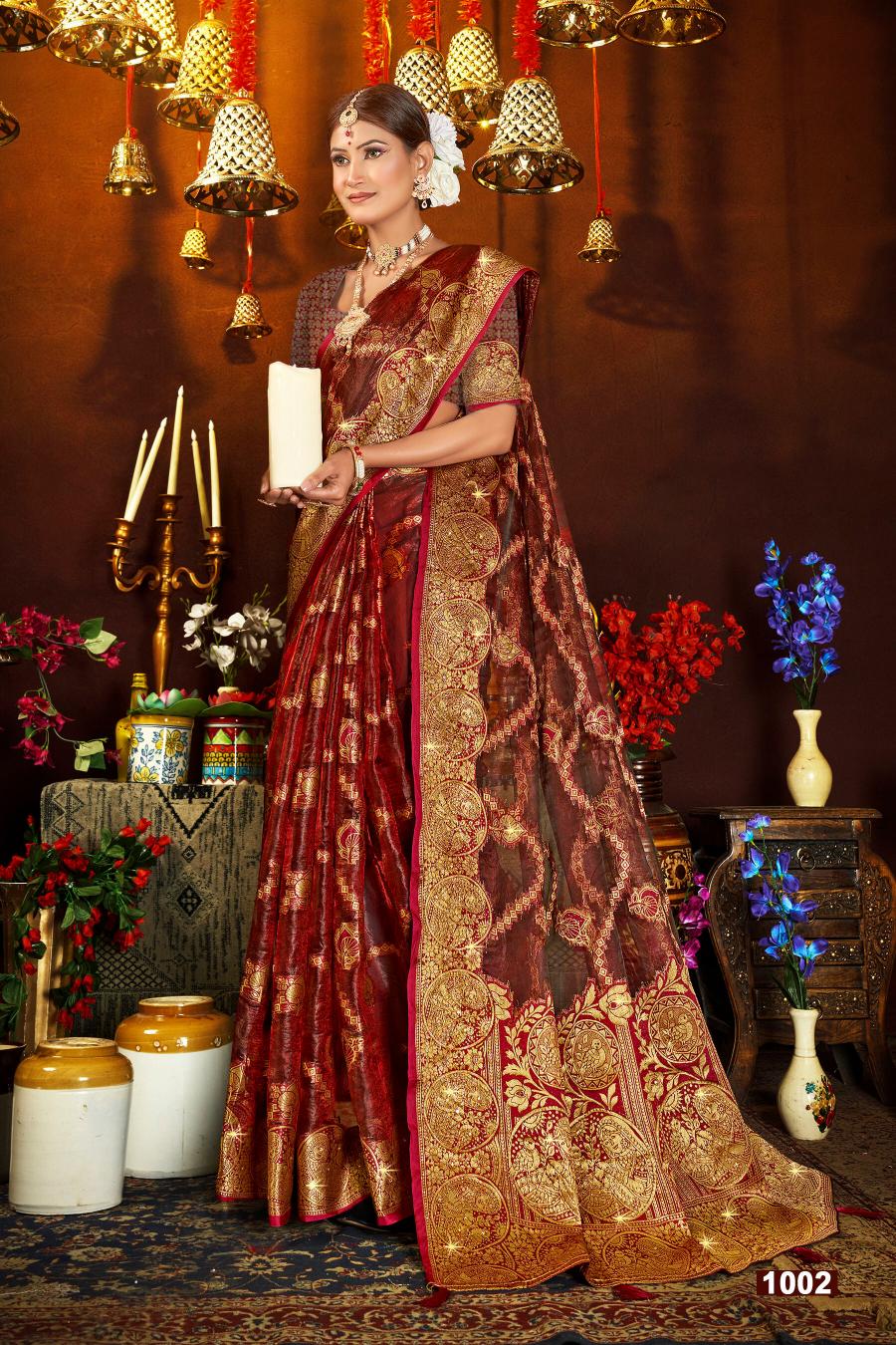 Saroj Bebo Swarovski vol.1 soft tissue organza silk  saree in surat with price wholesale