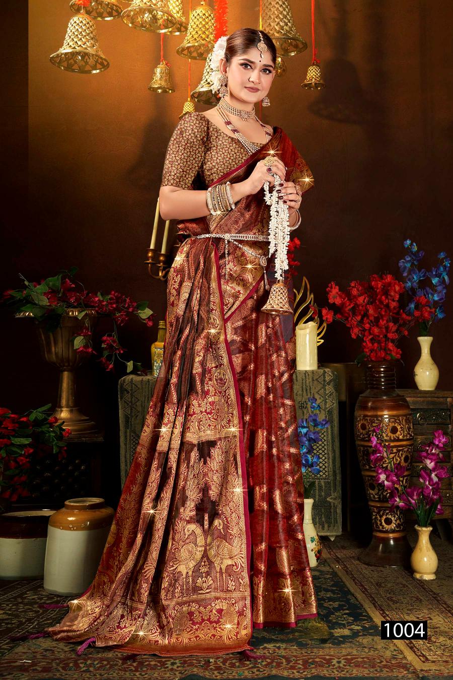 Saroj Bebo Swarovski vol.5 soft tissue organza silk  saree in surat with price wholesale