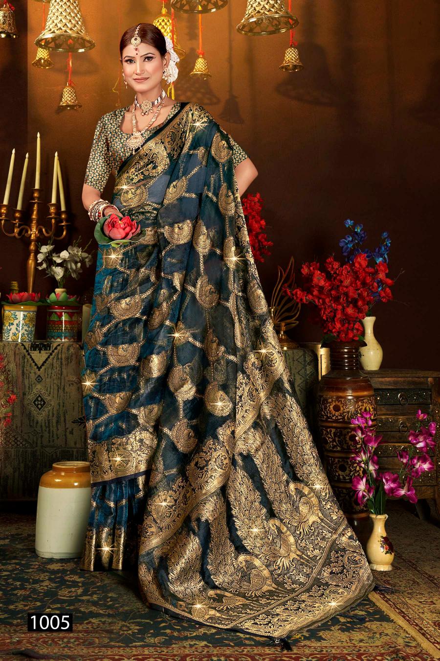 Saroj Bebo Swarovski vol.5 soft tissue organza silk  saree in surat with price wholesale