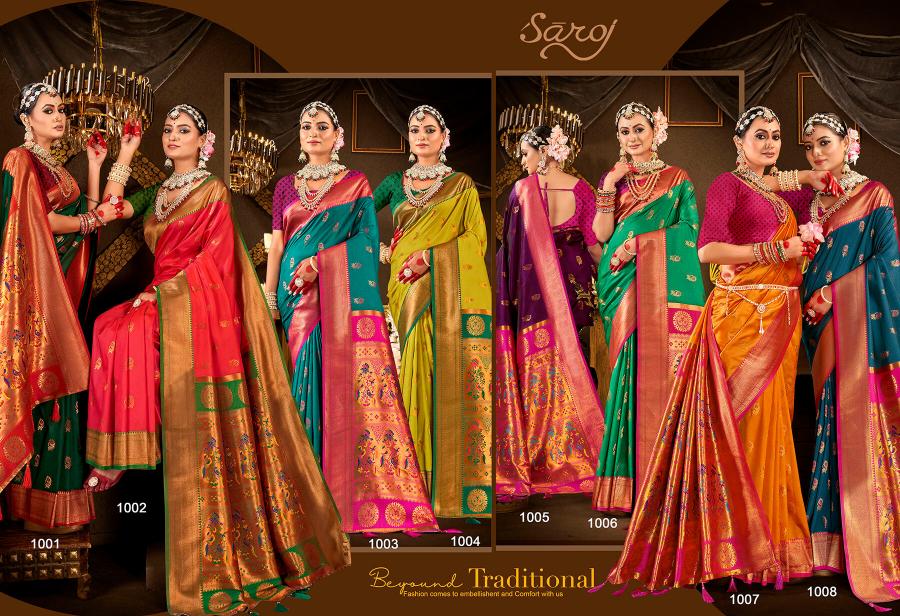 Saroj Nath Paithani Swarovski  50*600 silk saree in surat with price wholesale