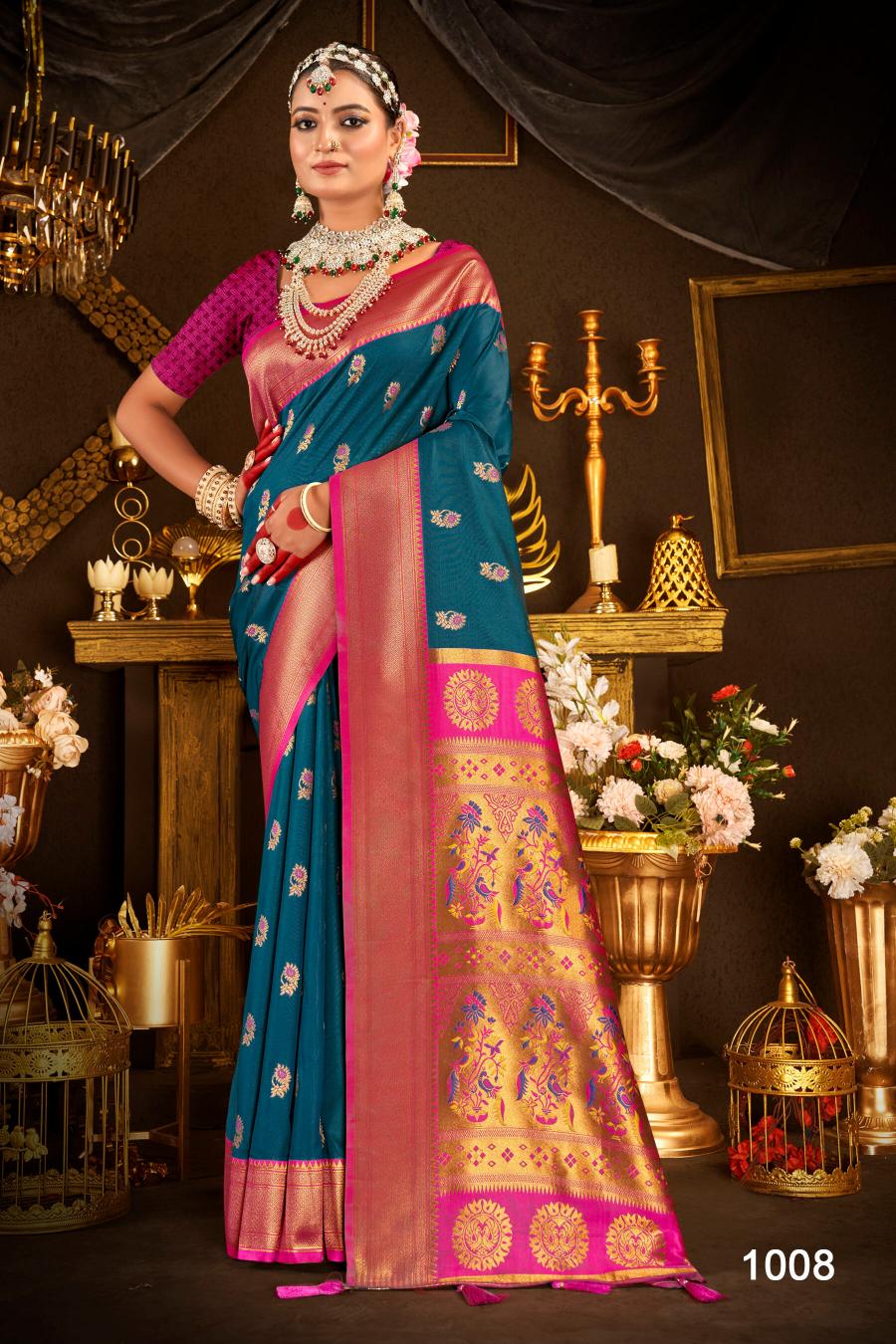 Saroj Nath Paithani Swarovski  50*600 silk saree in surat with price wholesale