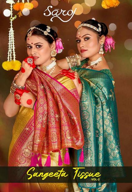 Saroj Sangeeta tissue swarovski vol.2 Tissue silk saree in surat with price wholesale