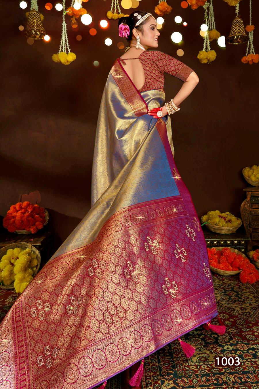 Saroj Sangeeta tissue swarovski vol.2 Tissue silk saree in surat with price wholesale