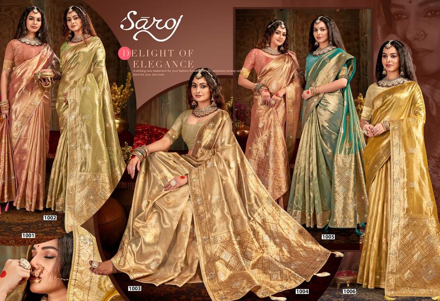 Saroj Satrani tissue jharkan vol.5 tissue silk saree in surat with price wholesale