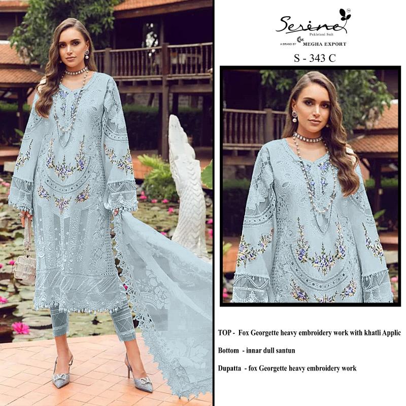 Serine S 343 Fox Georgette pakistani straight pant suits