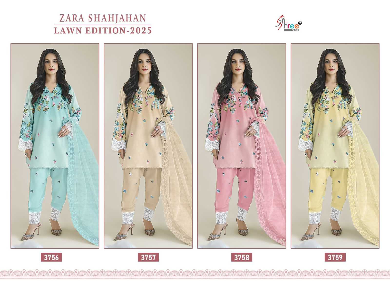 Shree Fab Zara Shahjahan Lawn Edition 25 pakistani style pathani suit