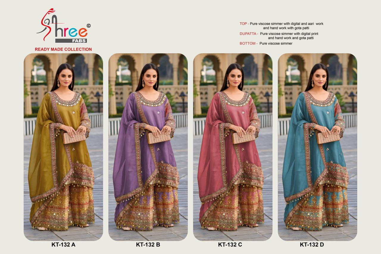 Shree Fabs Kt 132 Viscose Shimmer yellowmist pakistani suits wholesaler delhi india