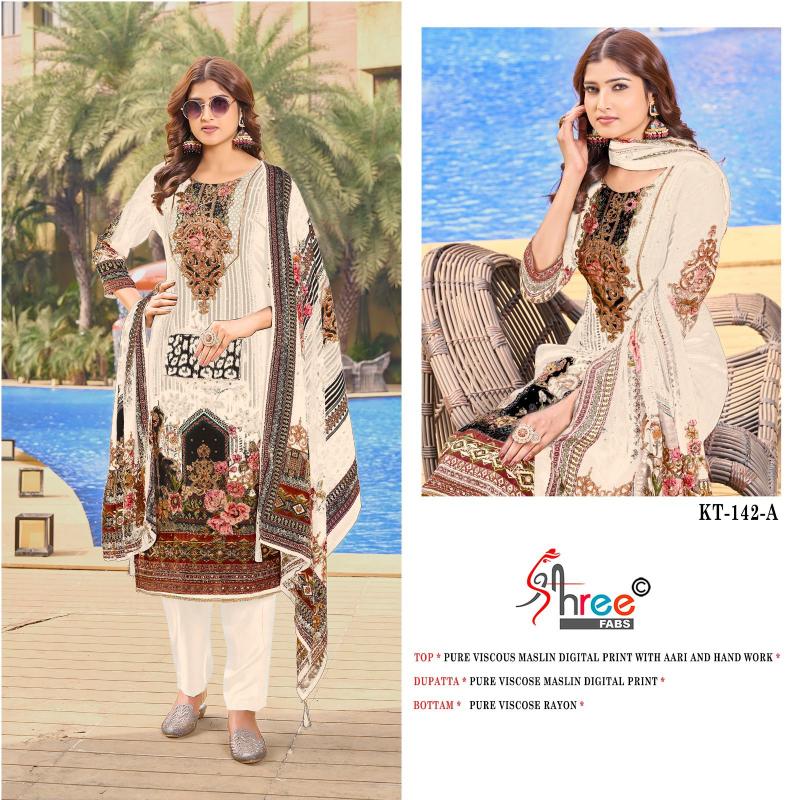 Shree Fabs Kt 142 Catalog Viscose Digital Printed straight long pakistani suits