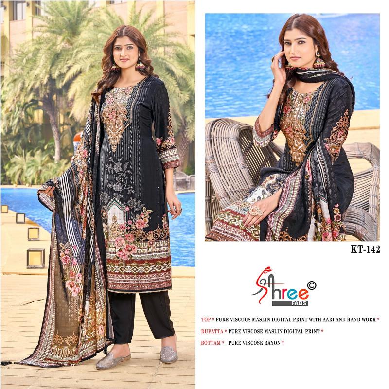 Shree Fabs Kt 142 Catalog Viscose Digital Printed straight long pakistani suits