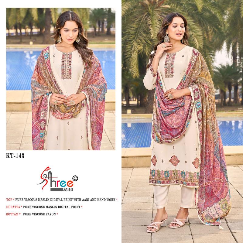 Shree Fabs Kt 143 Catalog Viscose Digital Printed pakistani look suits