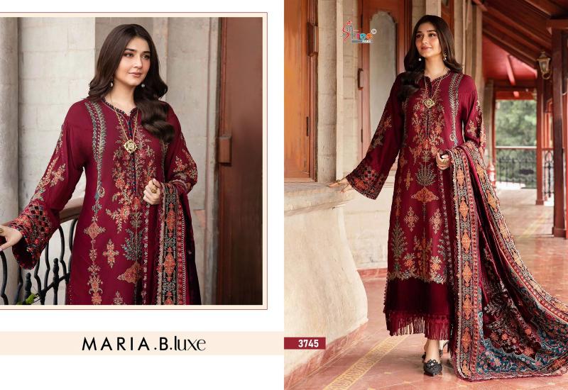 Shree Fabs Maria B Luxe 3745 To 3747 Chiffon Dupatta Pakistani Suit Wholesale Catalog