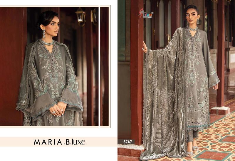 Shree Fabs Maria B Luxe 3745 To 3747 Chiffon Dupatta Pakistani Suit Wholesale Catalog