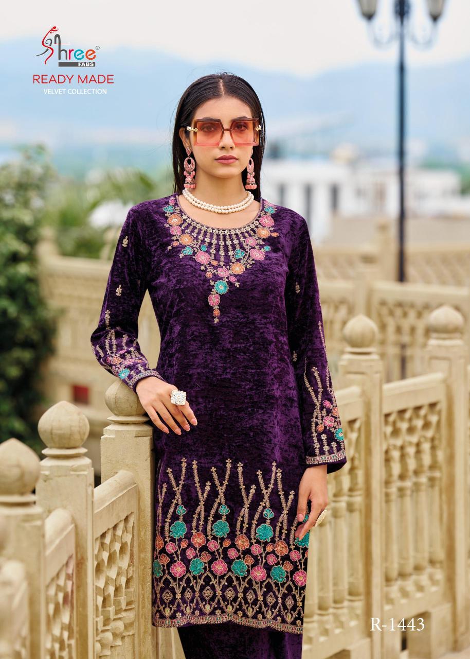 Shree Fabs R 1443 Viscous crush velvet Pakistani Suit Wholesale Catalog 