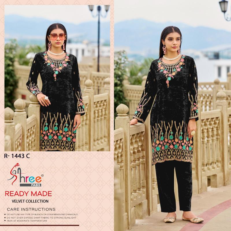 Shree Fabs R 1443 Viscous crush velvet Pakistani Suit Wholesale Catalog 