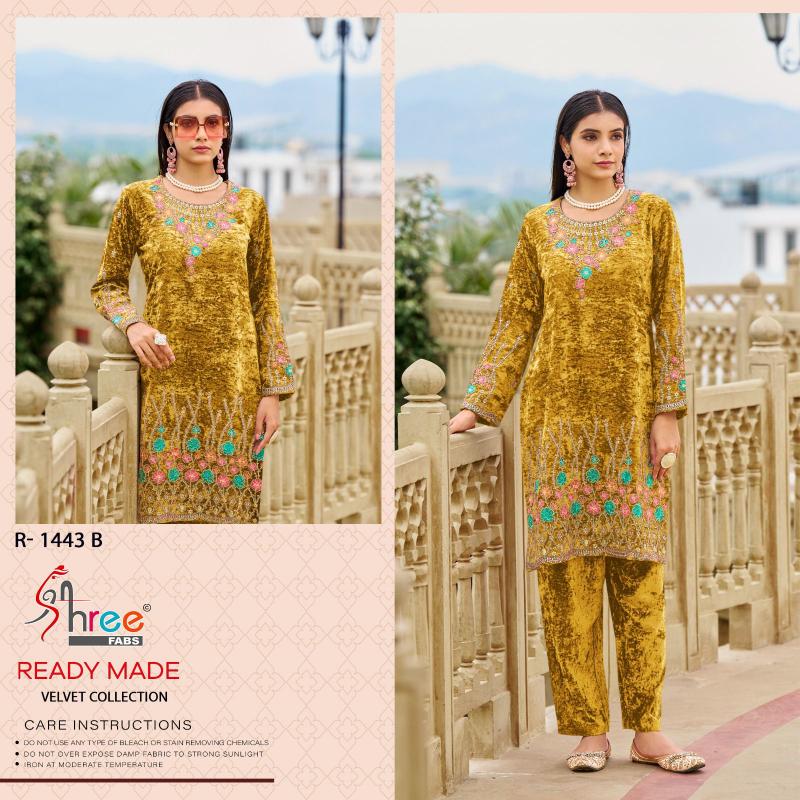 Shree Fabs R 1443 Viscous crush velvet Pakistani Suit Wholesale Catalog 