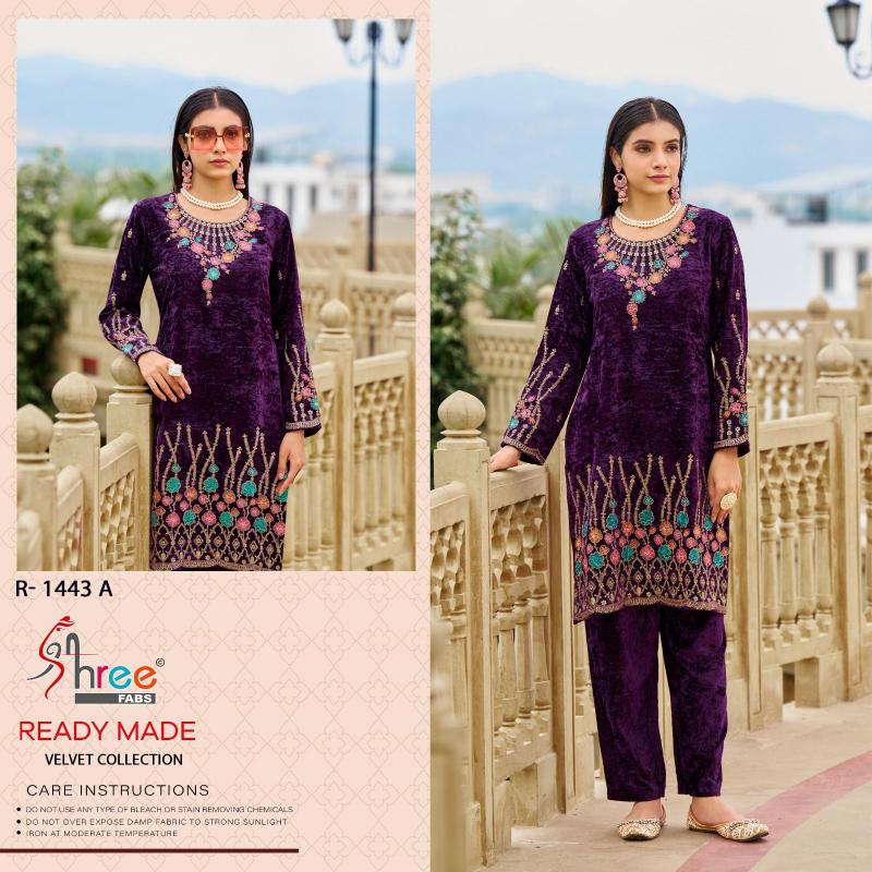 Shree Fabs R 1443 Viscous crush velvet Pakistani Suit Wholesale Catalog 