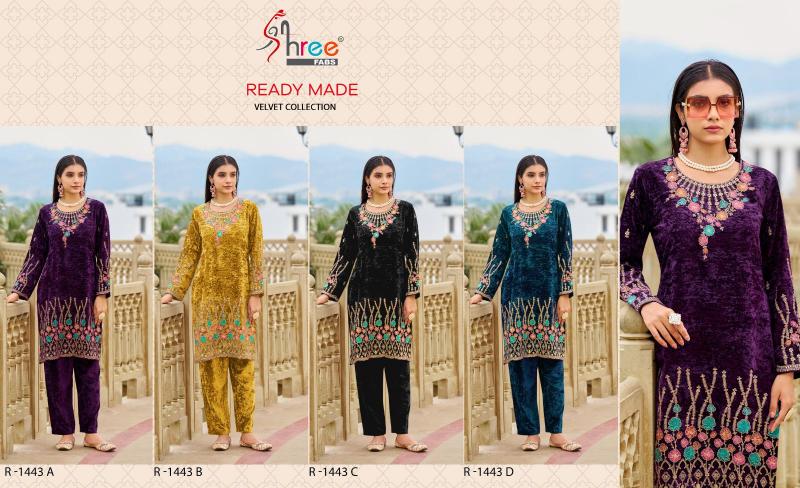 Shree Fabs R 1443 Viscous crush velvet Pakistani Suit Wholesale Catalog 