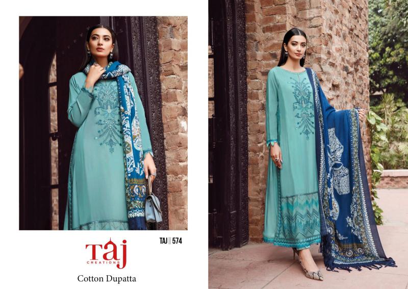 Taj 572 To 574 Chiffon Dupatta Pakistani Suits Wholesale Catalog