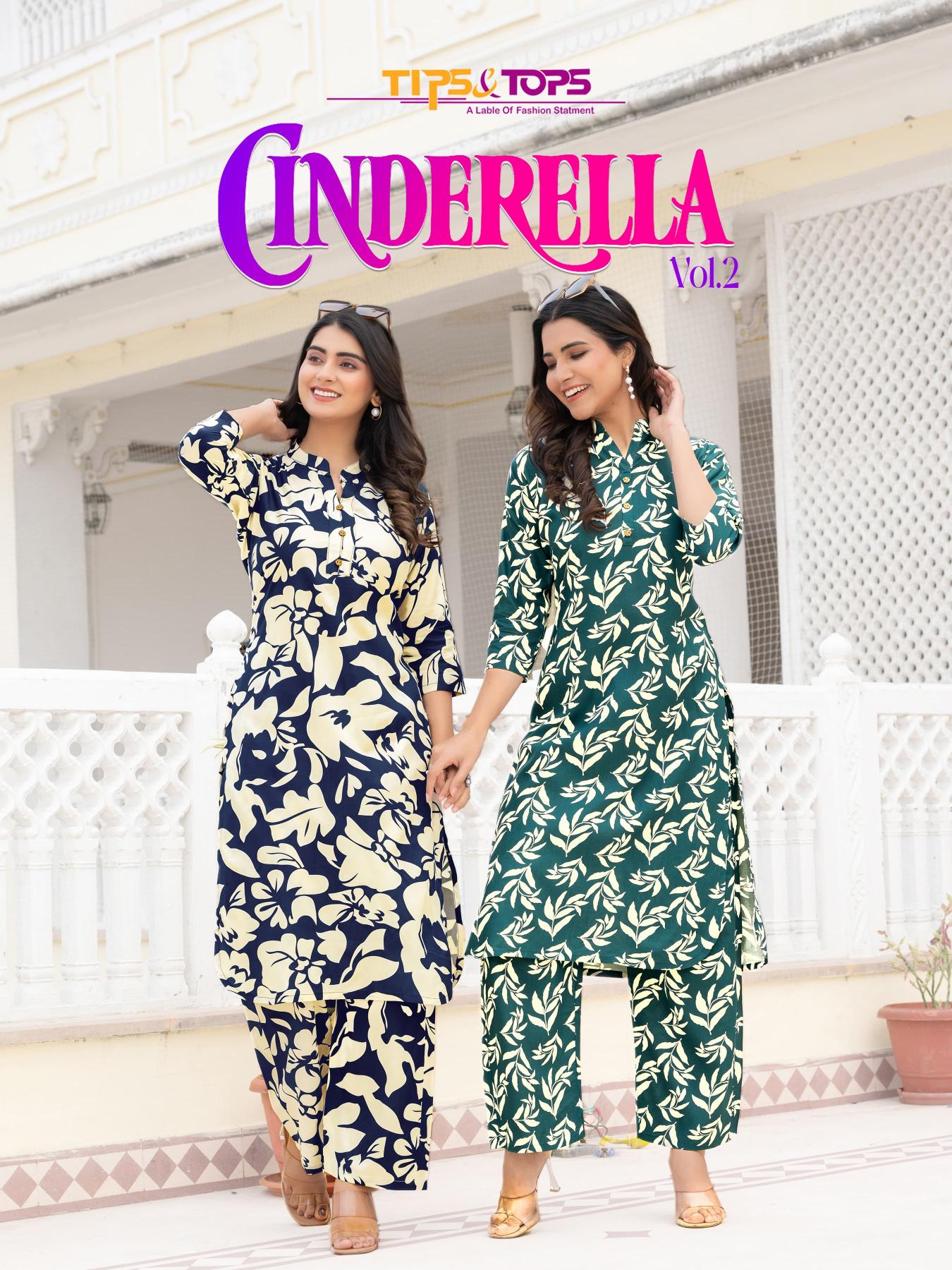 Tips & Tops Cinderella Vol 2 rayon printed co ord set wholesale