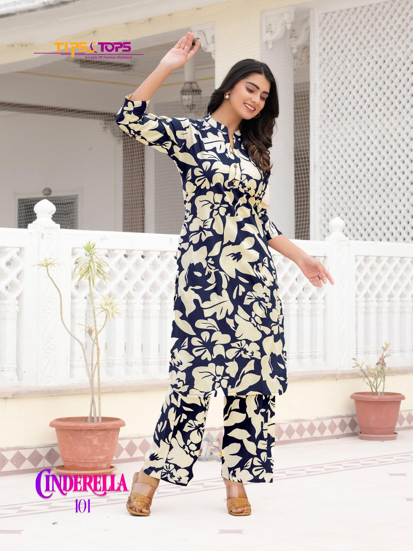 Tips & Tops Cinderella Vol 2 rayon printed co ord set wholesale