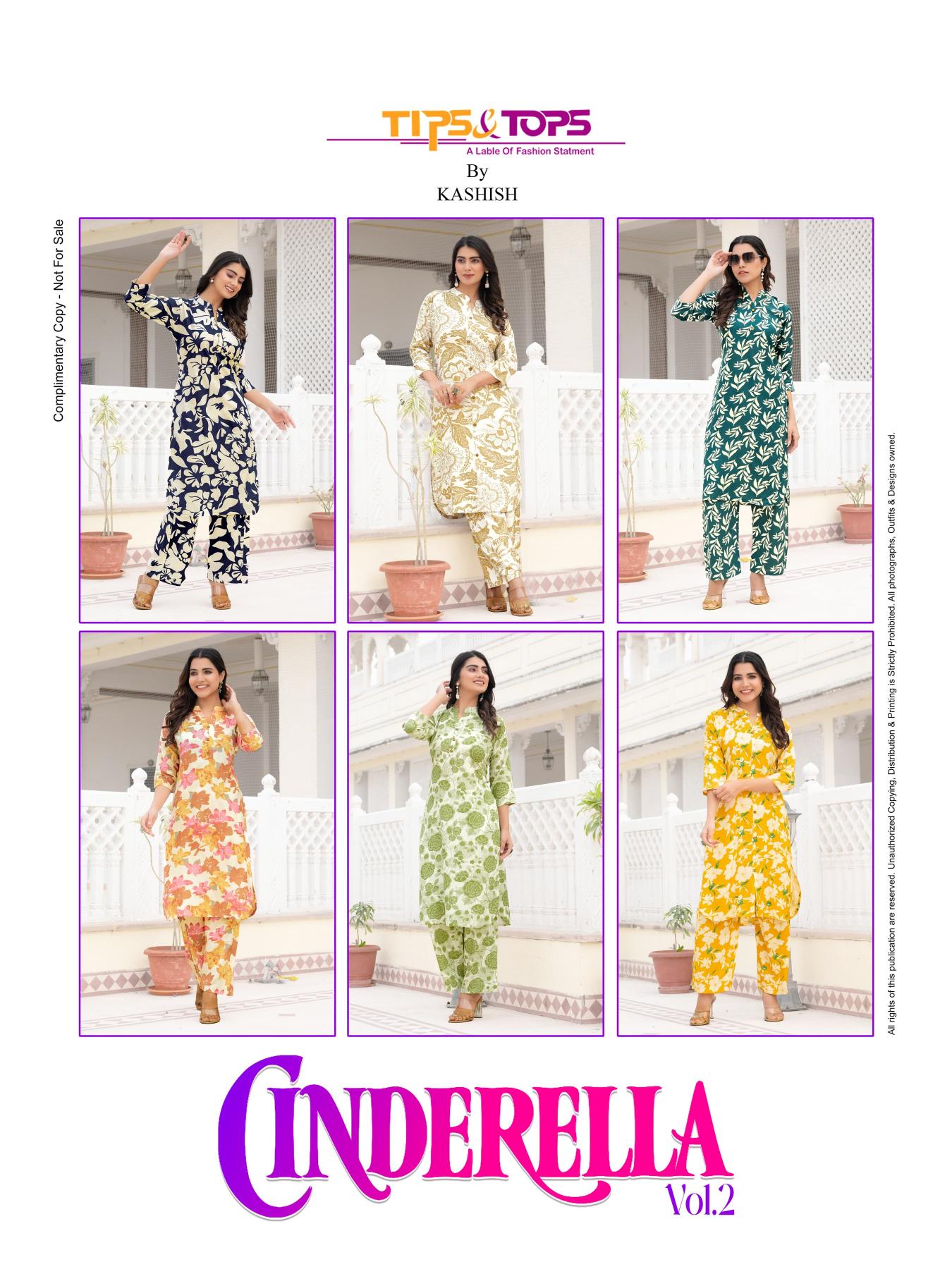 Tips & Tops Cinderella Vol 2 rayon printed co ord set wholesale