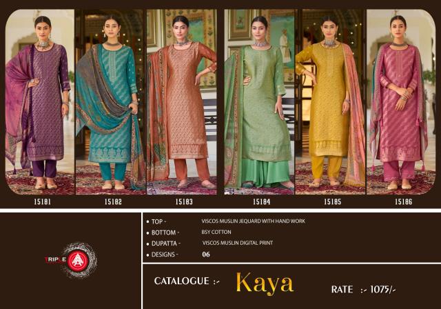 Triple Aaa Kaya Viscose Maslin Dress Material Wholesale Catalog