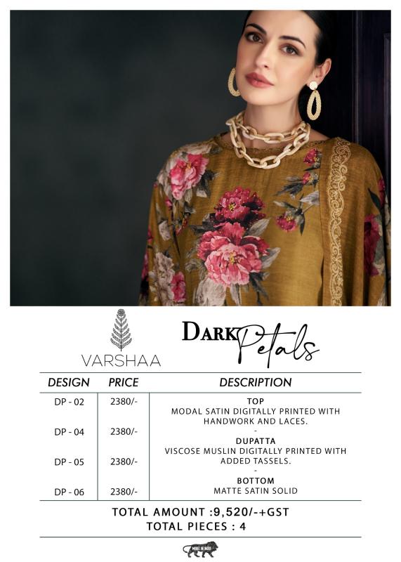 Varsha Dark Petals Salwar Kameez Wholesale Cataog