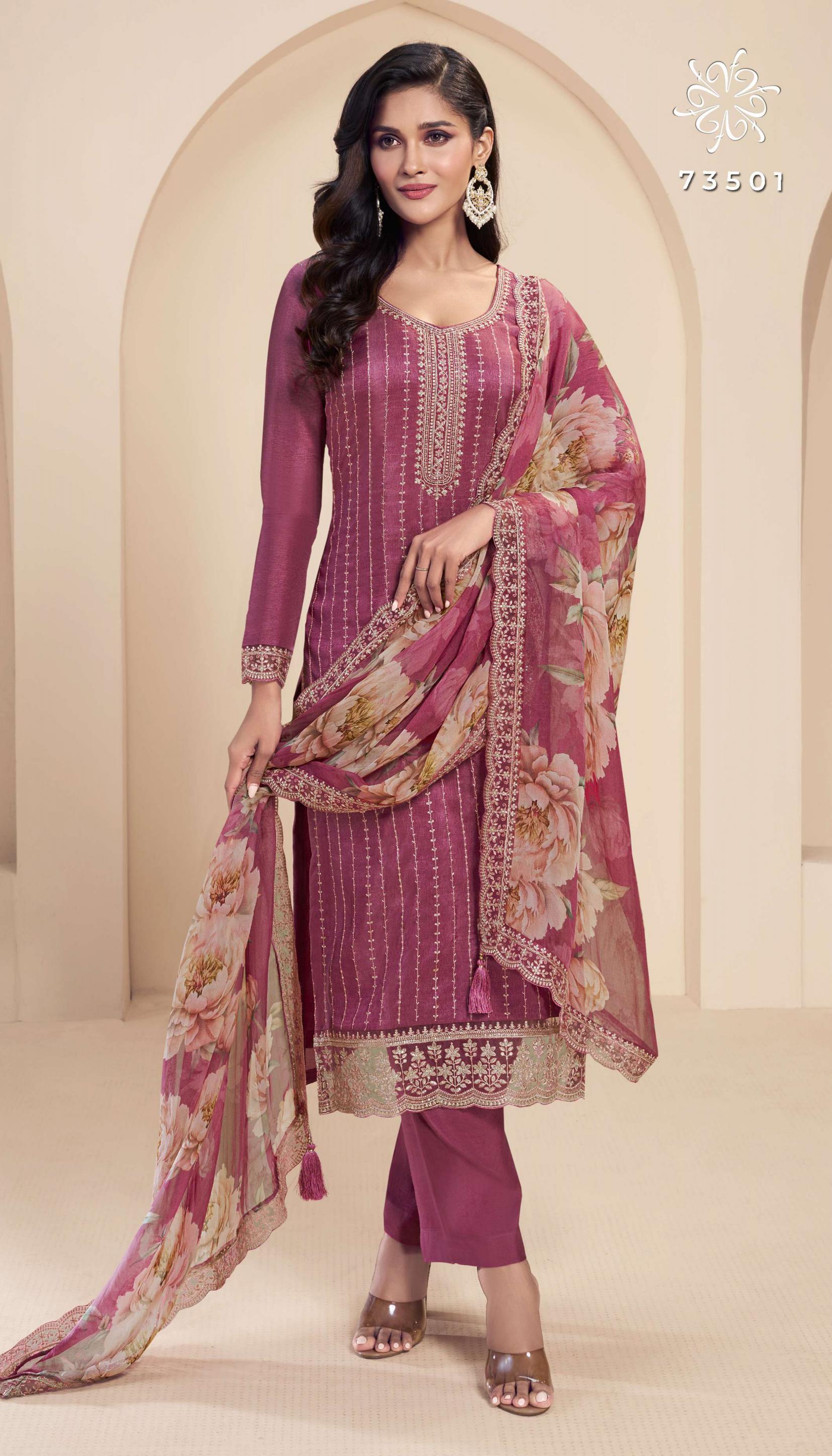 Vinay Kuleesh Dia Catalog Embroidered wholesale salwar kameez online