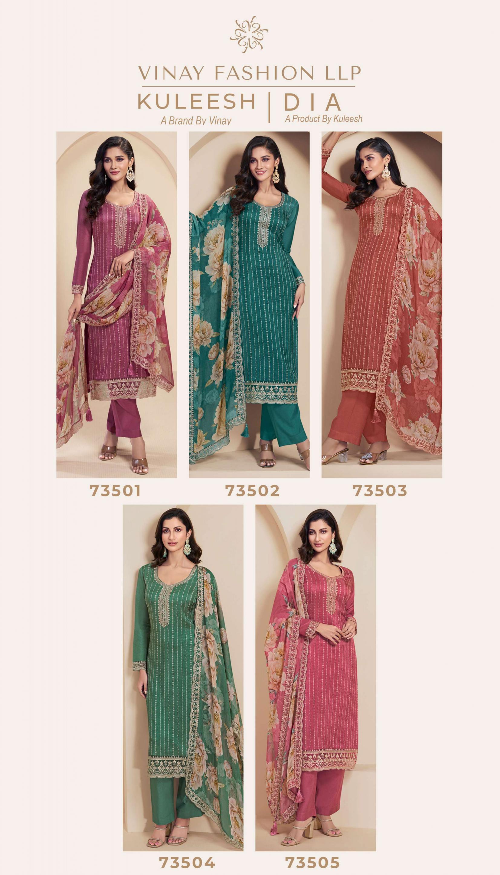 Vinay Kuleesh Dia Catalog Embroidered wholesale salwar kameez online