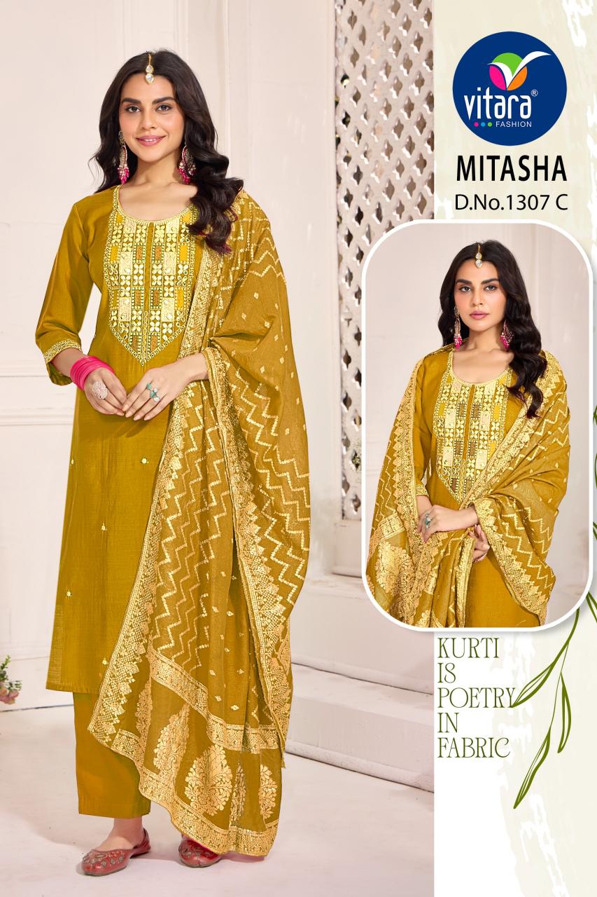 Vitara Mitasha Catalog Embroidered kurti manufacturer in surat