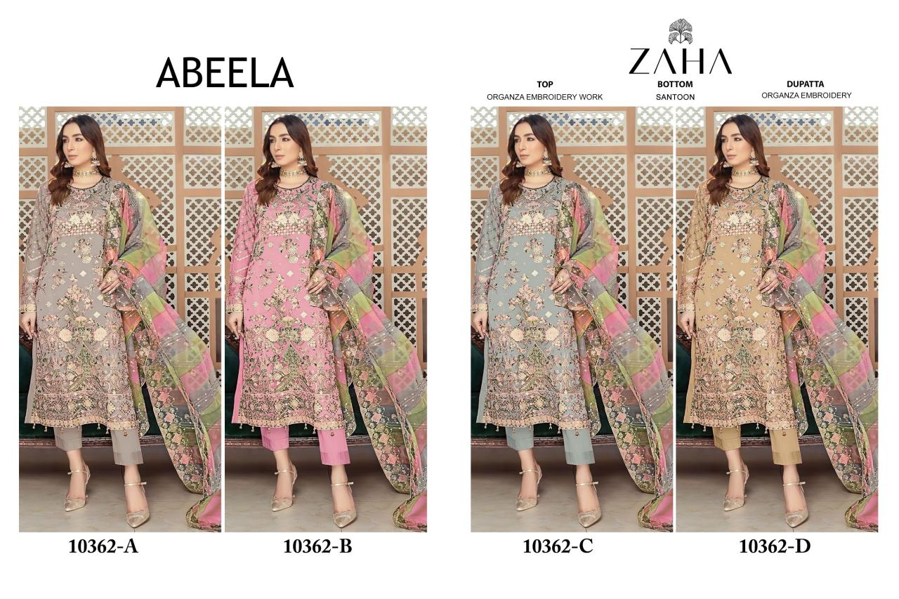 Zaha Abeela Organza pakistani suits wholesaler