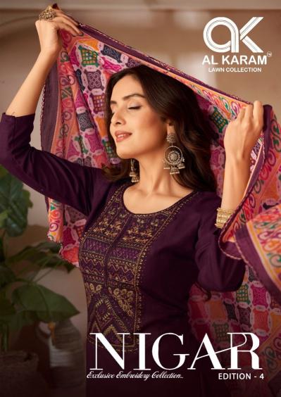 AlKaram Nigar Vol-4 – Exclusive Embroidery Dress Material - Wholesale Catalog