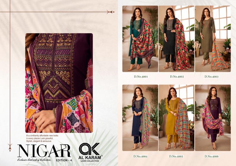 AlKaram Nigar Vol-4 – Exclusive Embroidery Dress Material - Wholesale Catalog