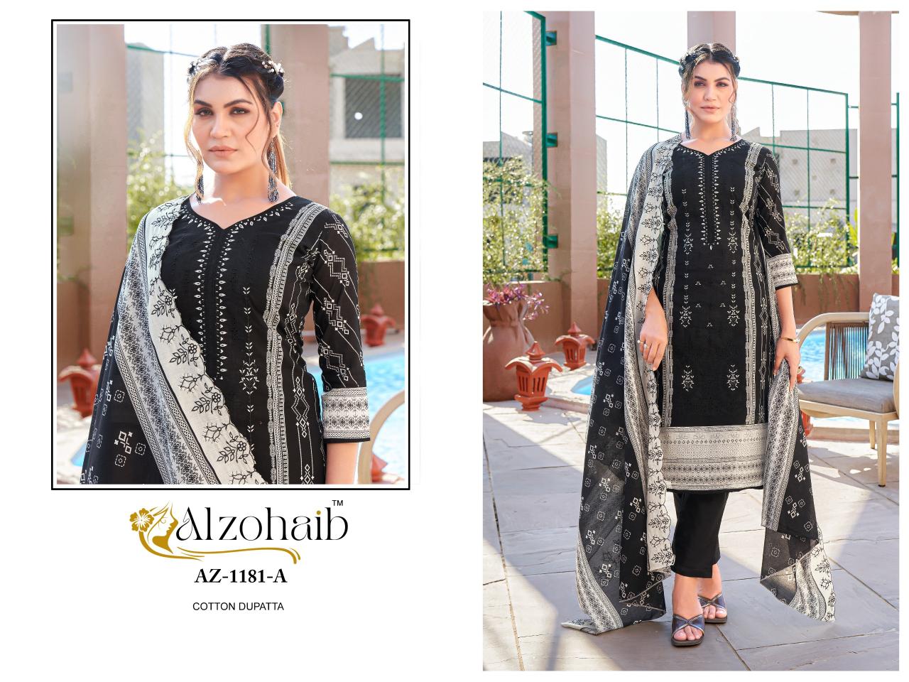 Alzohaib Az 1181 A And B catalog Cotton Printed pakistani suits indiamart