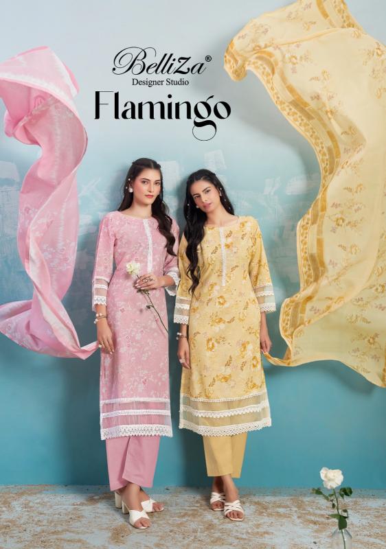 Belliza Flamingo Catalog indian dress materials wholesaler