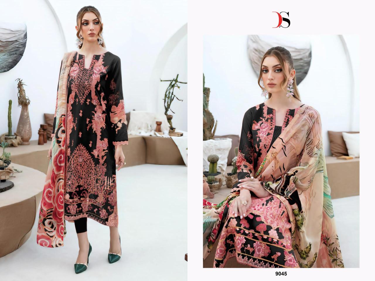 Deepsy Cheveron 13 Catalog Chiffon Dupatta pakistani sharara suit