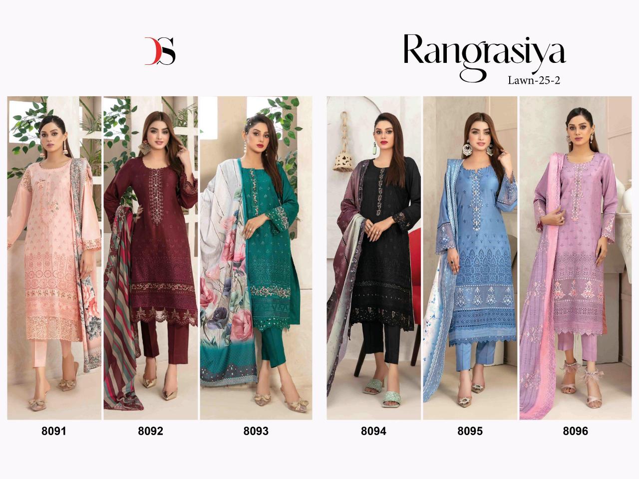 Deepsy Rangrasiya Lawn Vol 25 Vol 2 Catalog Cotton Dupatta images of pakistani suits with pants