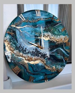 Designer Blue Ocean Resin Art wall clock