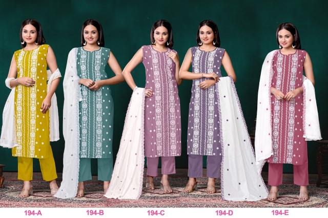 Felocity 194 ABCDE Catalog 3 piece kurti set wholesale