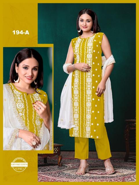 Felocity 194 ABCDE Catalog 3 piece kurti set wholesale