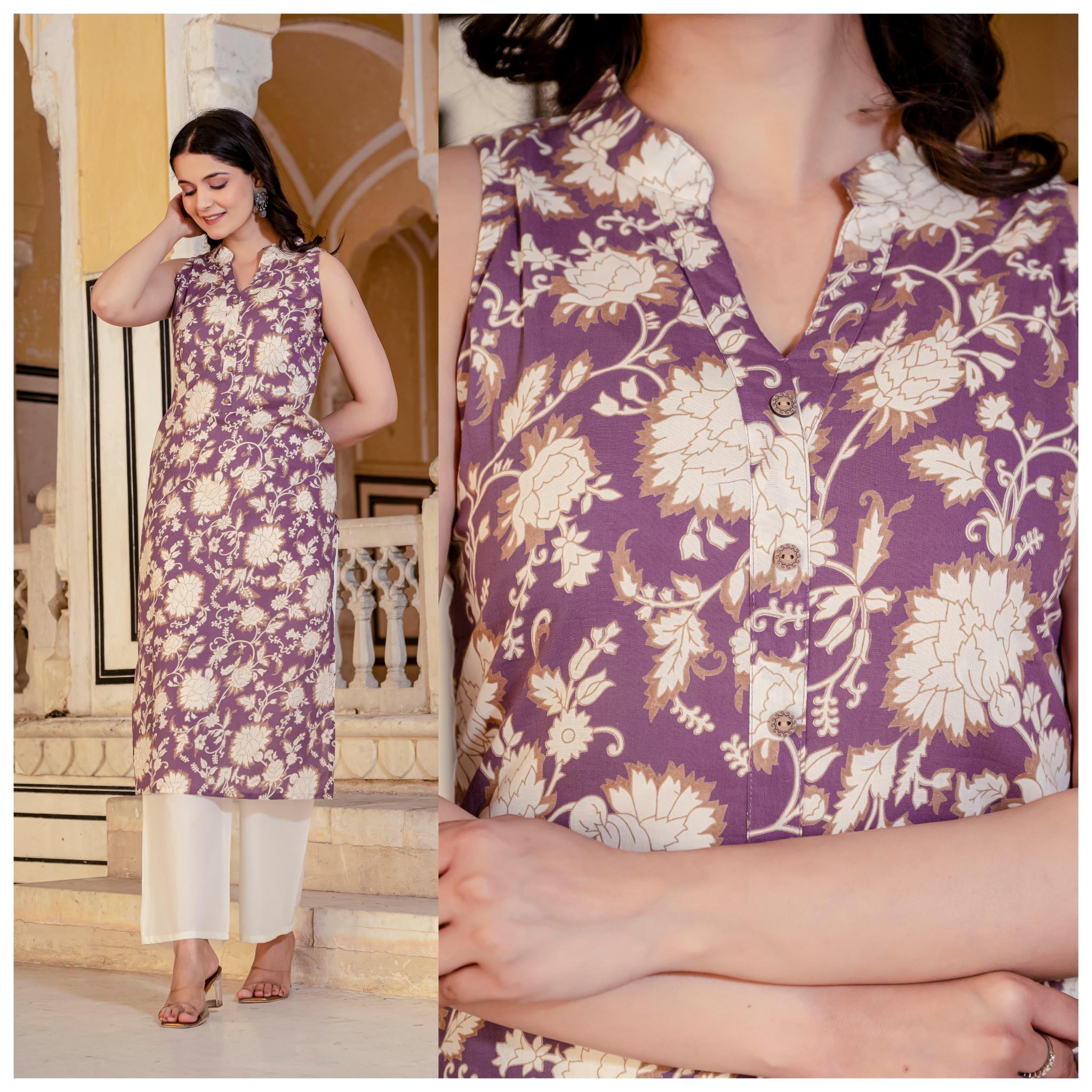 Felocity Cotton Sleeveless catalog kurti with palazzo set