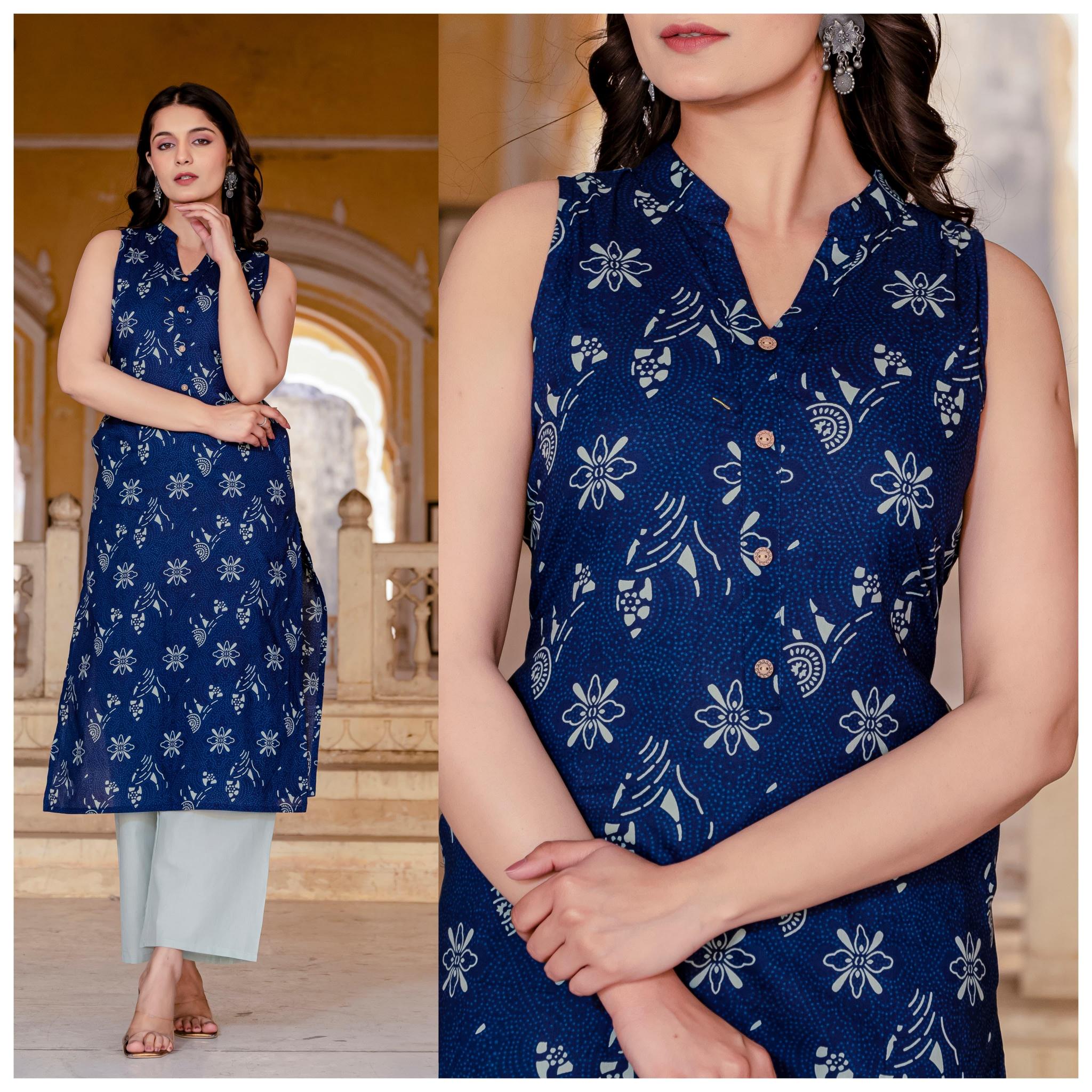 Felocity Cotton Sleeveless catalog kurti with palazzo set