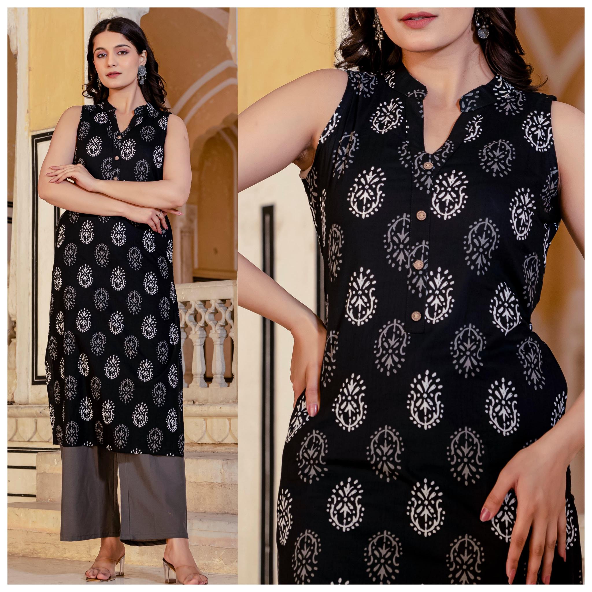 Felocity Cotton Sleeveless catalog kurti with palazzo set