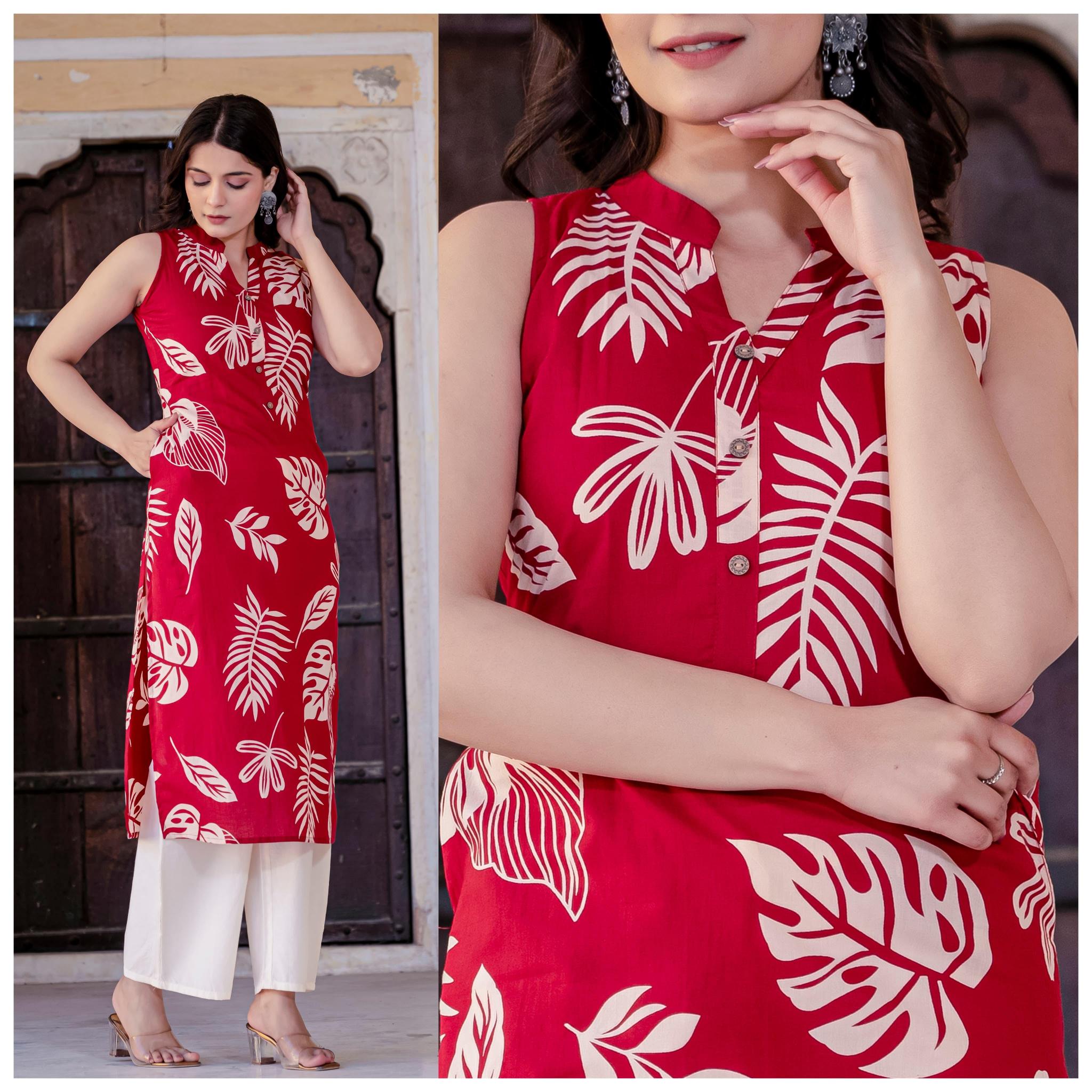 Felocity Cotton Sleeveless catalog kurti with palazzo set