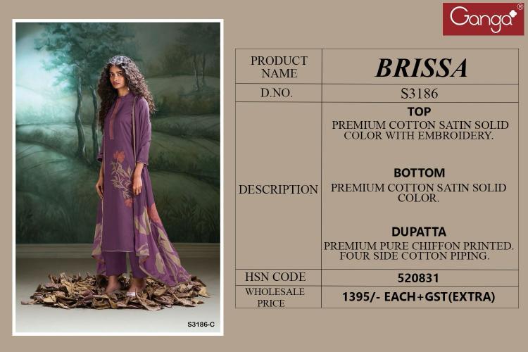 Ganga Brisaa 3186 Catalog cotton satin designer salwar kameez