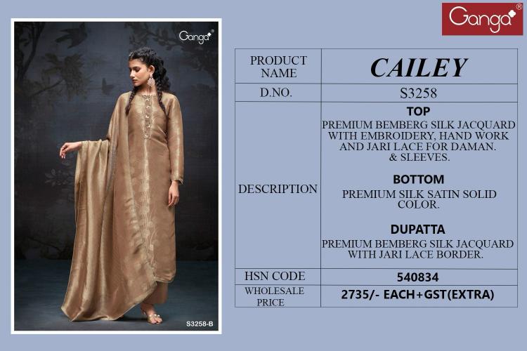 Ganga Cailey 3258 Catalog wholesale salwar suits online surat