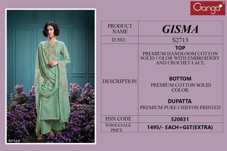 Ganga Gisma 2713 Catalog wholesale dealers of salwar kameez in ahmedabad