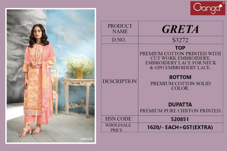 Ganga Greta 3272 Catalog  cotton printed salwar kameez designs