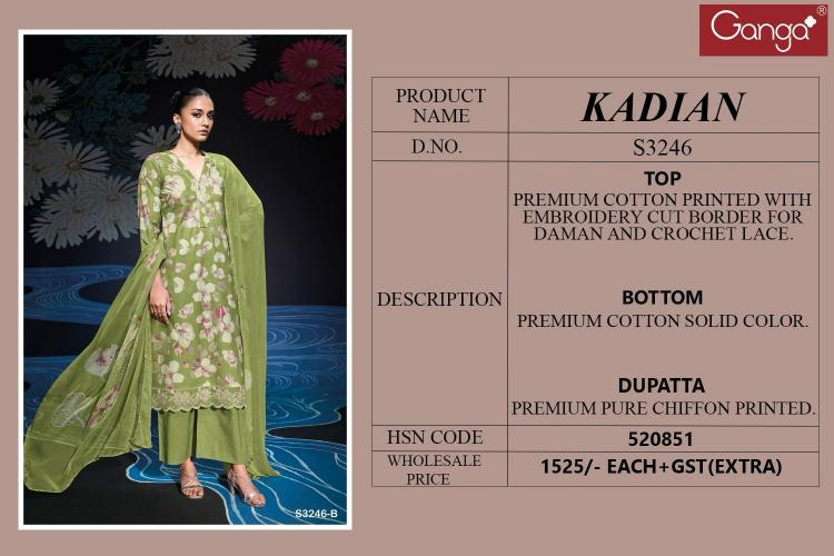 Ganga Kadian 3246 catalog wholesale churidar salwar suits