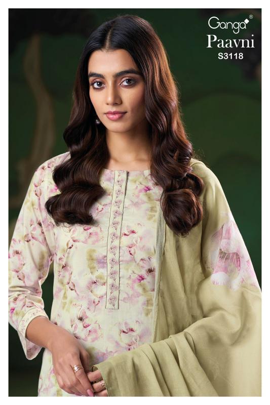 Ganga Paavni 3118 Catalog green pakistani suit